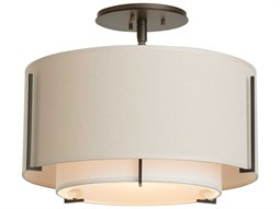 Meyda 3-Light Pewter Antique Glass Bell Semi Flush Mount Meyda 3-Light Pewter Antique Glass Bell Semi Flush Mount