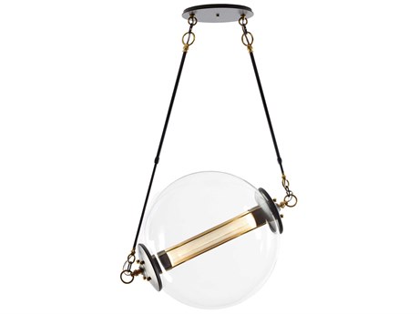 Hubbardton Forge Otto 2-Light Brass Black Glass Globe Pendant