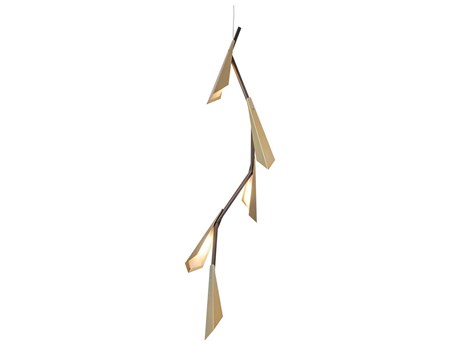 Hubbardton Forge Quill 1-Light Brass LED Geometric Linear Pendant