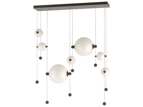 Hubbardton Forge Abacus 7-Light Glass LED Globe Linear Island Pendant