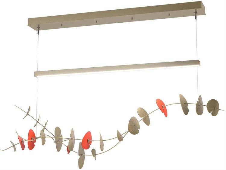 Hubbardton Forge Lily 1-Light Modern Brass LED Linear Island Pendant