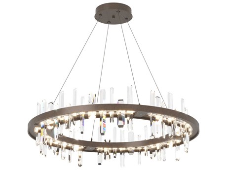 Hubbardton Forge Solitude 1-Light Crystal LED Geometric Round Pendant