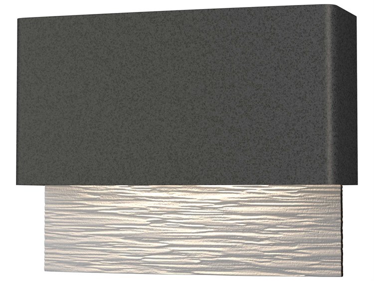 Hubbardton Forge Stratum Outdoor Wall Light Black Silver 2