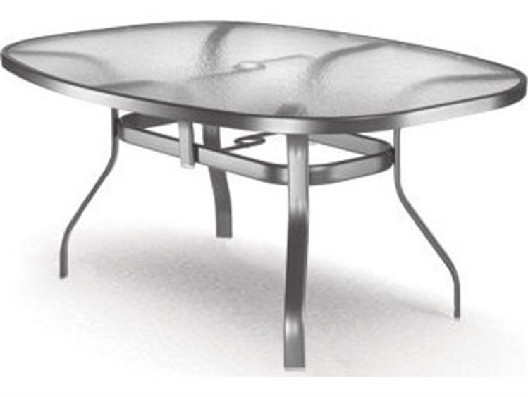 Homecrest Glass Aluminum 78 X 43 Oval Dining Table With Umbrella