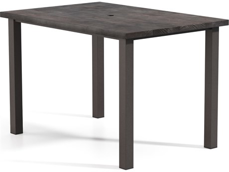 Homecrest Timber Aluminum 62''W x 42''D Rectangular Bar Post Base Table with Umbrella Hole