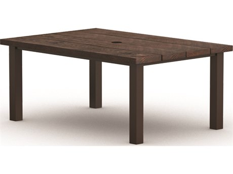 Homecrest Timber Aluminum 62''W x 42''D Rectangular Dining Table with Umbrella Hole