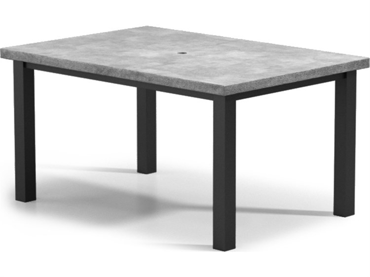 Homecrest Concrete Aluminum Rectangular Cafe Table with Umbrella Hole
