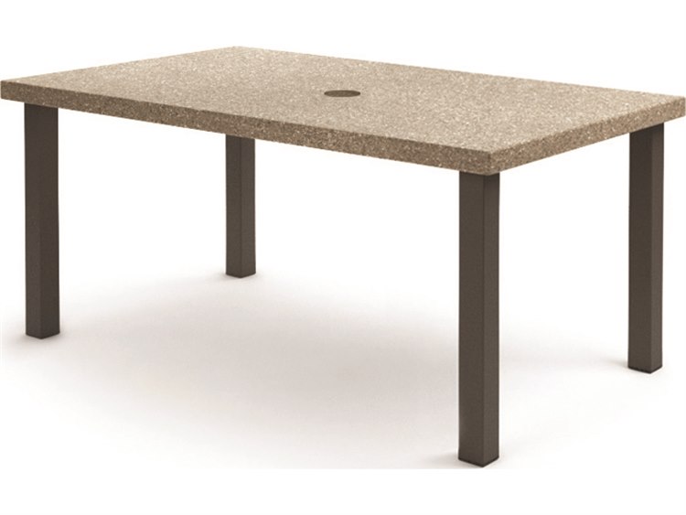 Homecrest Stonegate Aluminum Rectangular Outdoor Patio Dining Table with Umbrella Hole