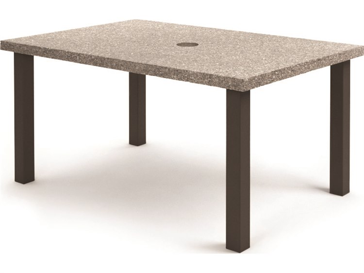 Homecrest Shadow Rock Aluminum 62''W x 42''D Rectangular Coffee Table with Umbrella Hole