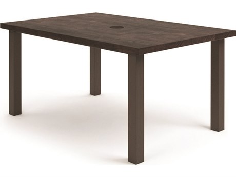 Homecrest Timber Aluminum 62''W x 42''D Rectangular Dining Table with Umbrella Hole