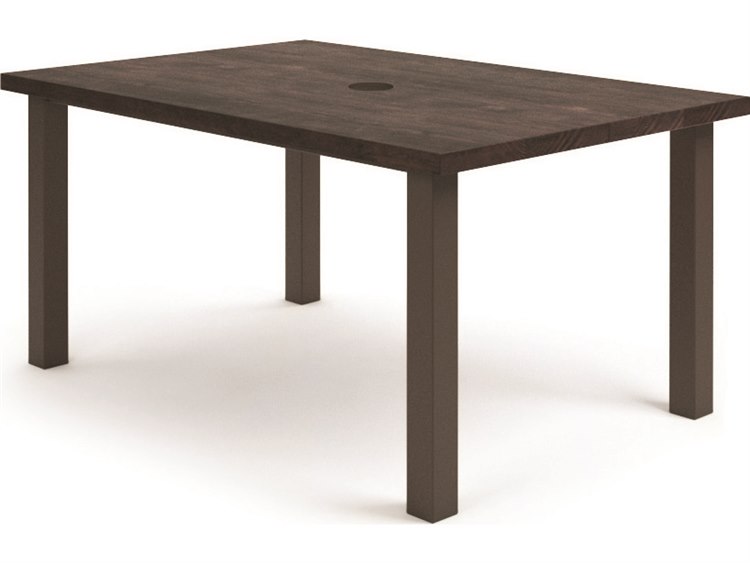 Homecrest Timber Aluminum Rectangular Outdoor Dining Table with Umbrella Hole