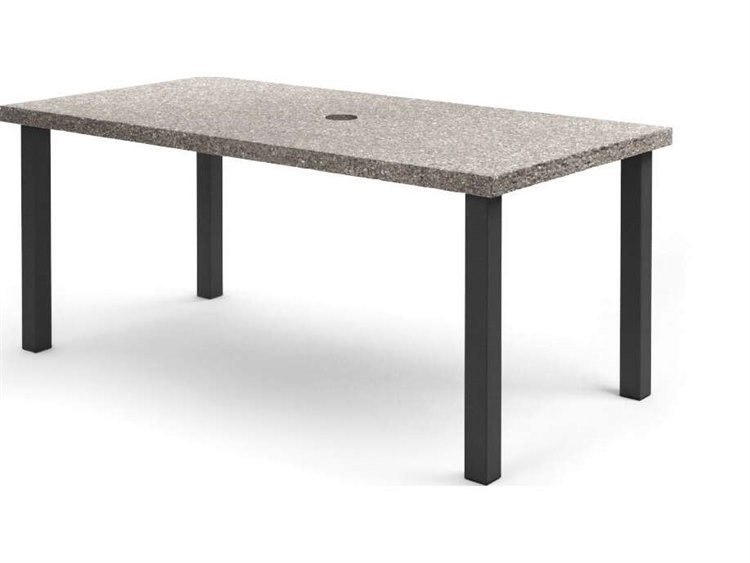 Homecrest Shadow Rock Aluminum Rectangular Outdoor Counter Table with Umbrella Hole
