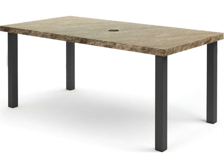 Homecrest Slate Aluminum Rectangular Outdoor Patio Counter Table with Umbrella Hole