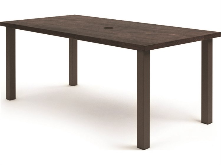 Homecrest Timber Aluminum 84''W x 42''D Rectangular Counter Table with Umbrella Hole