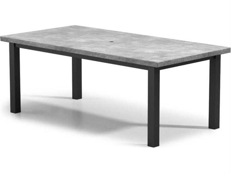 Homecrest Concrete Aluminum Rectangular Cafe Table with Umbrella Hole