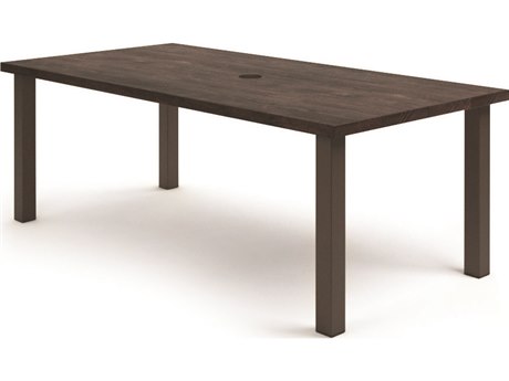 Homecrest Timber Aluminum 84''W x 42''D Rectangular Dining Table with Umbrella Hole