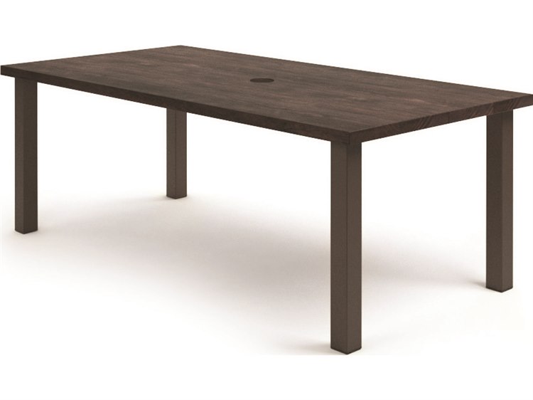 Homecrest Timber Aluminum Rectangular Patio Dining Table with Umbrella Hole