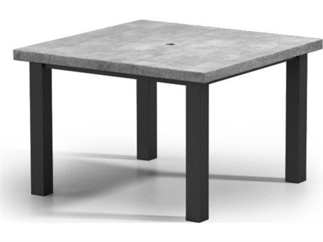 Homecrest Concrete Aluminum 42'' Square Dining Table with Umbrella Hole