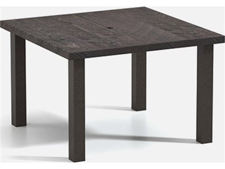 Homecrest Timber Aluminum 42'' Wide Square Post Base Dining Table with Umbrella Hole