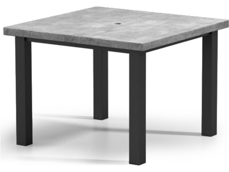 Homecrest Concrete Aluminum Square Cafe Table with Umbrella Hole