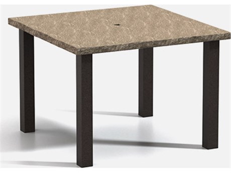 Homecrest Slate Aluminum 42'' Wide Square Post Base Cafe Table With Umbrella Hole