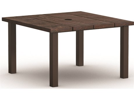 Homecrest Timber Aluminum 48'' Square Dining Table with Umbrella Hole