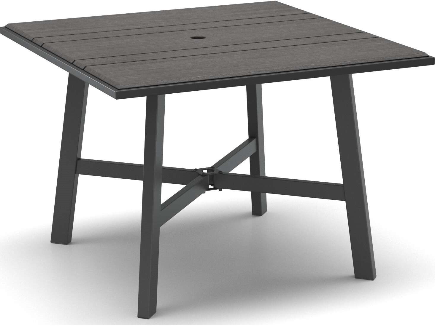 Homecrest Medley 42" Square Dining Table with Umbrella Hole in Trestle Base