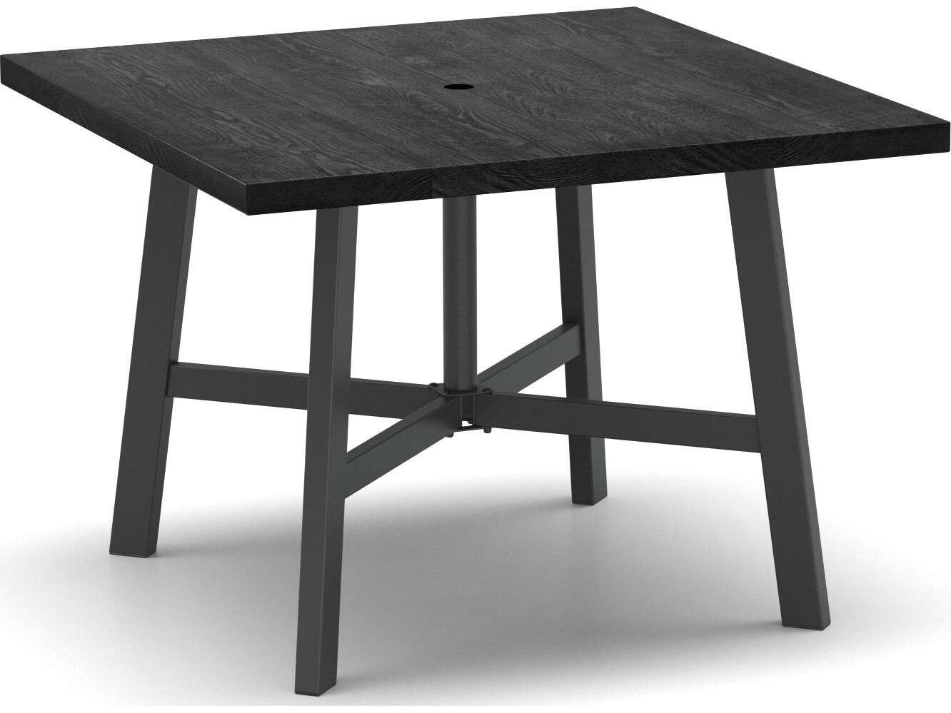 Homecrest Timber Tables Natural 42" Square Dining Table with Umbrella Hole in Trestle Base