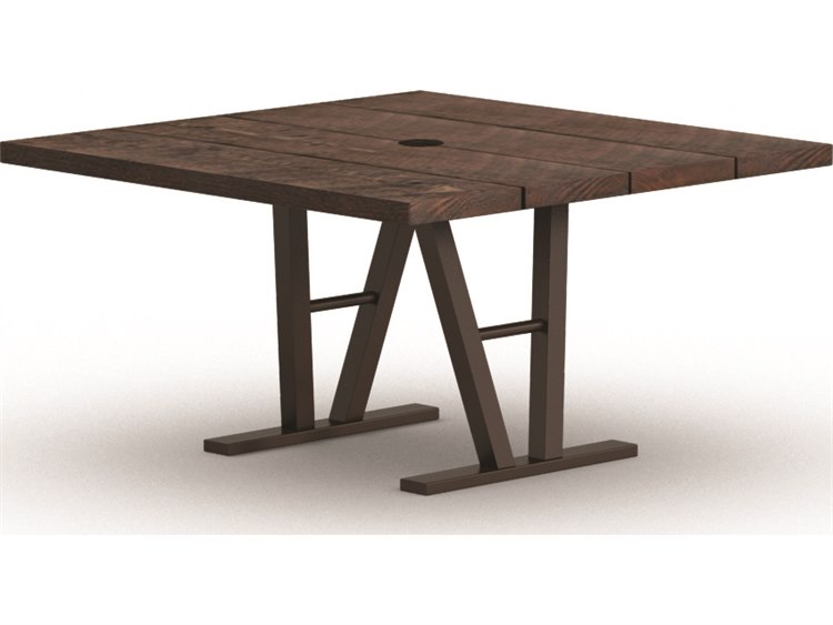 Homecrest Timber Aluminum 48 Square Dining Table With Hole Homecrest Timber Aluminum 48 Square Dining Table With Hole Architectural Base 3548sd