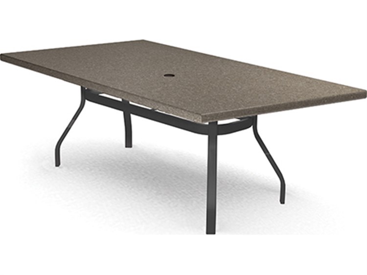 Homecrest Stonegate Natural Series Aluminum 62"W x 42"D Rectangular Dining Table with Umbrella Hole