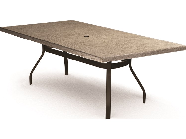 Homecrest Slate Aluminum 82''W x 42''D Rectangular Dining Table with Umbrella Hole