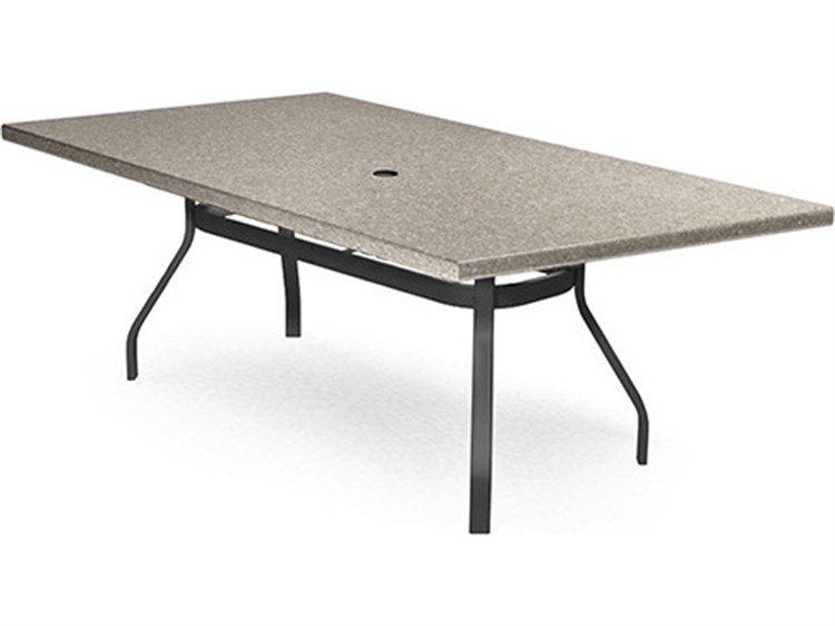 Homecrest Shadow Rock Natural Series Aluminum 82"W x 42"D Rectangular Dining Table with Umbrella Hole