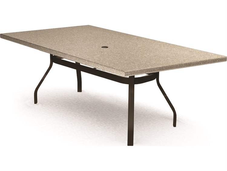Homecrest Stonegate Aluminum 84''W x 42''D Rectangular Dining Table with Umbrella Hole