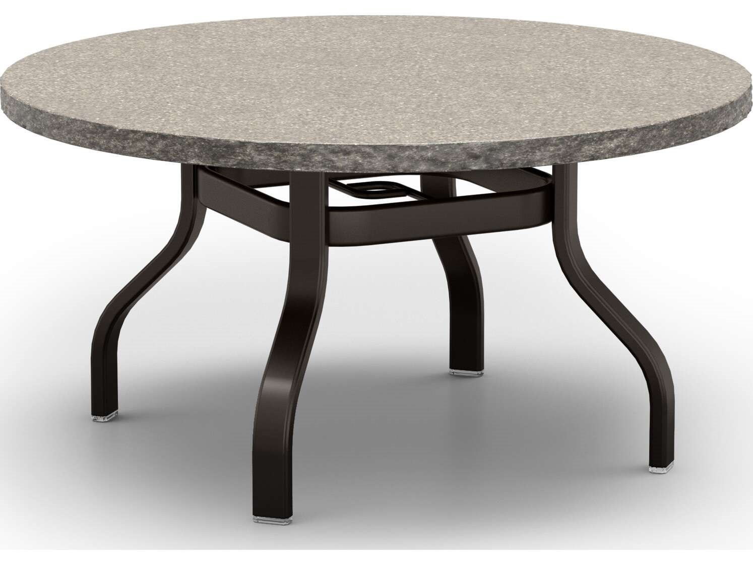 Homecrest Shadow Rock Natural Series 42" Round Chat Table with Umbrella Hole in Universal Base