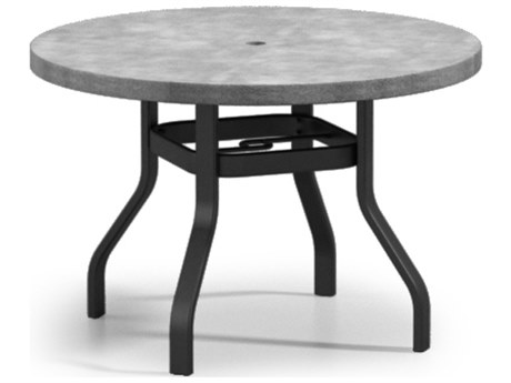 Homecrest Concrete Aluminum 42'' Round Dining Table with Umbrella Hole