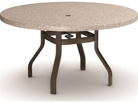Homecrest Shadow Rock Aluminum 42'' Round Dining Table with Umbrella Hole