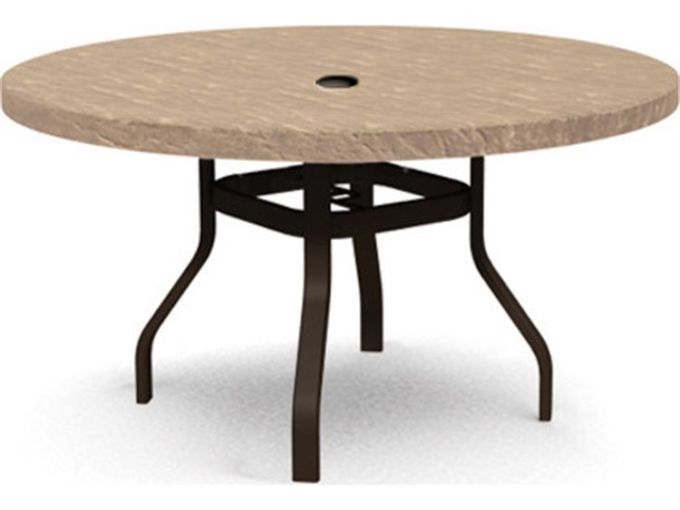 Homecrest Sandstone Aluminum 42'' Round Dining Table with Umbrella Hole