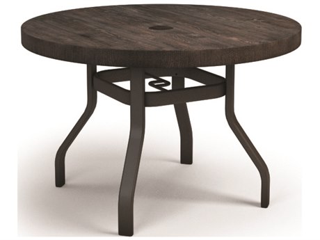 Homecrest Timber Aluminum 42'' Round Dining Table with Umbrella Hole