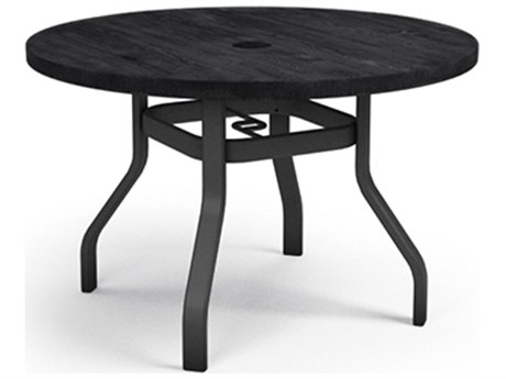 Homecrest Timber Natural Series Aluminum 42" Round Dining Table with Umbrella Hole