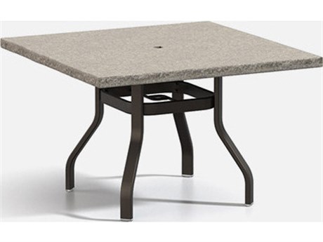 Homecrest Shadow Rock Aluminum 42'' Wide Square Universal Base Dining Table with Umbrella Hole