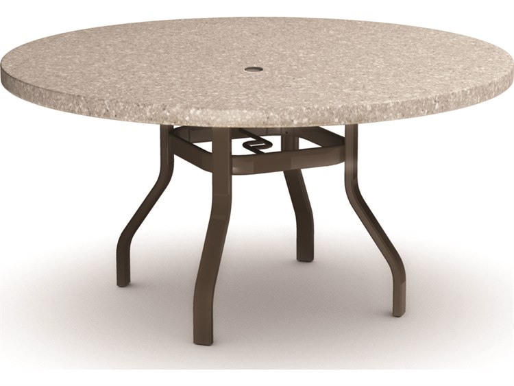 Homecrest Shadow Rock Aluminum 48'' Round Dining Table with Umbrella Hole