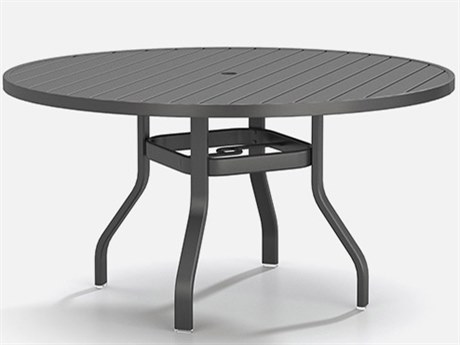 Homecrest Latitude Aluminum 54'' Round Dining Table with Umbrella Hole