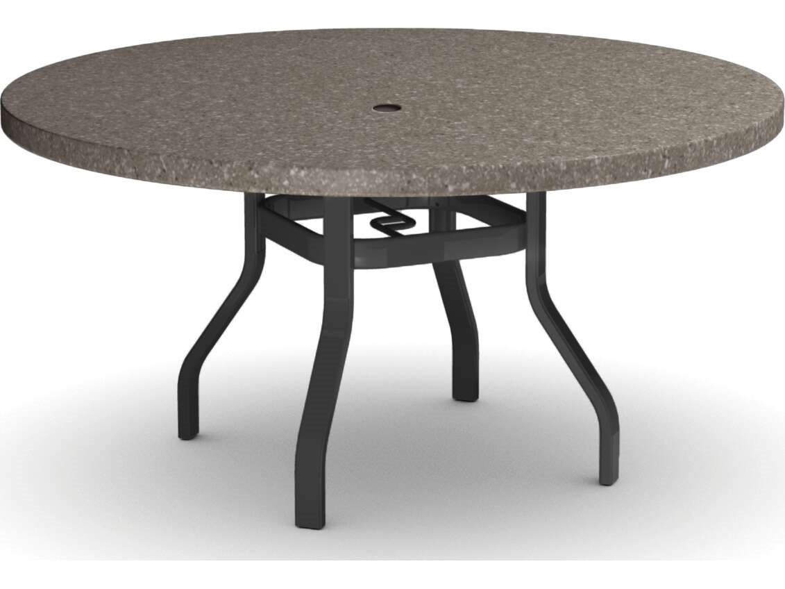Homecrest Stonegate Natural Series 54" Round Dining Table with Umbrella Hole in Universal Base