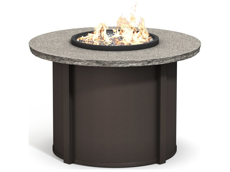 Homecrest Shadow Rock Aluminum Round Outdoor Patio Fire Pit Table