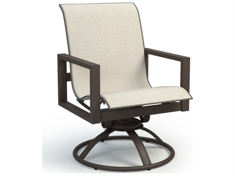 Homecrest Sutton Sling Aluminum Low Back Swivel Rocker Dining Arm Chair