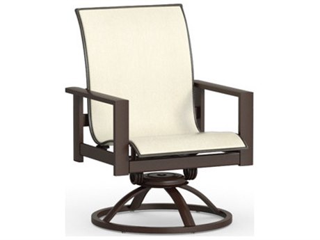 Homecrest Elements Sling Aluminum Low Back Swivel Rocker Dining Arm Chair