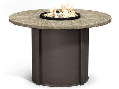 Homecrest Sandstone Aluminum 54'' Wide Round Fire Pit Table