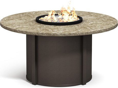 Homecrest Sandstone Aluminum 54'' Wide Round Fire Pit Table
