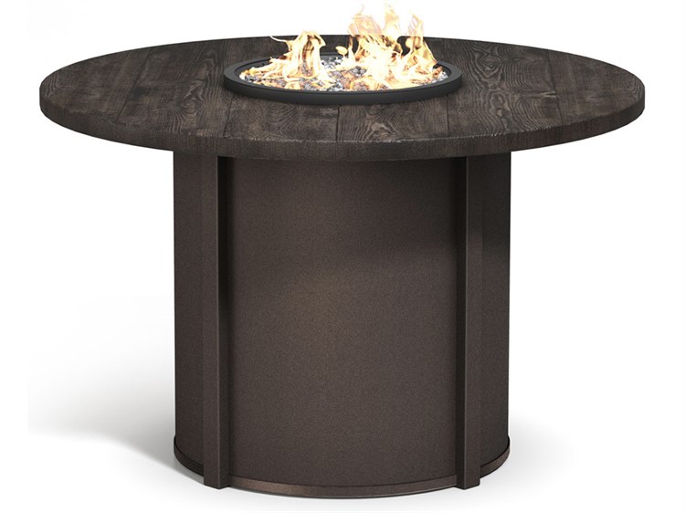 Homecrest Timber Faux Wood Aluminum Round Patio Fire Pit Table