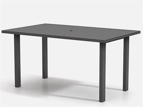 Homecrest Latitude Aluminum 67''W x 42''D Rectangular Counter Post Base Table with Umbrella Hole